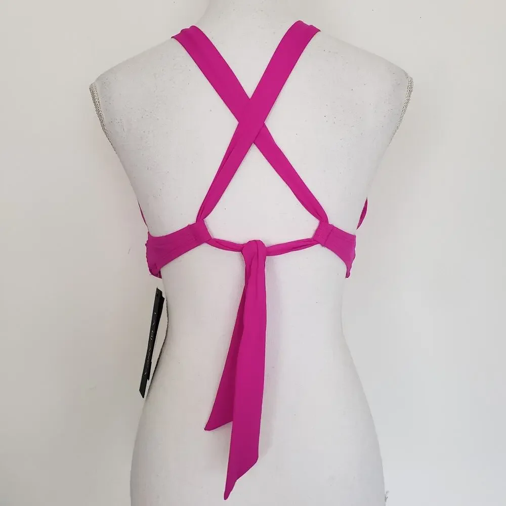 NEW!! La Blanca SIZE 12 Pink Luxe Halter Swimsui Bikini TOP ONLY Womens LB21G88